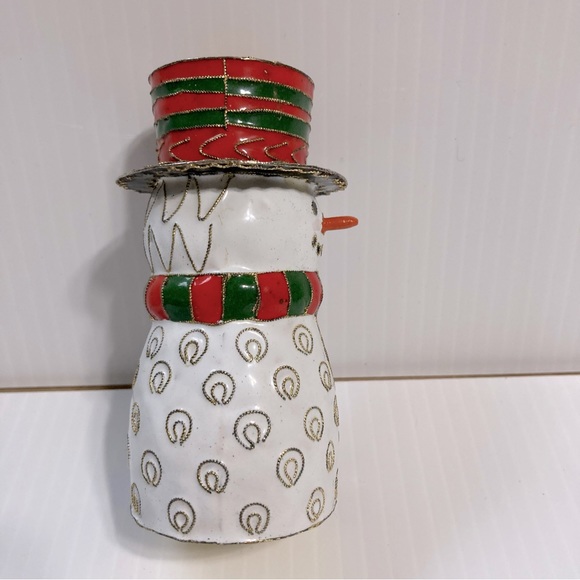 Metal Snowman Candle Stick Holder Centerpiece 4" Tall with 12" Candle - Picture 7 of 13
